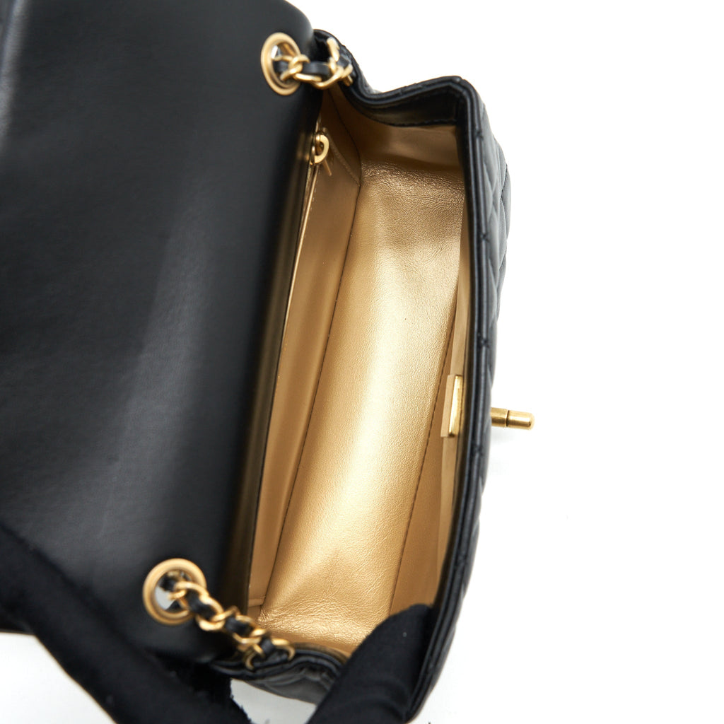 Chanel Pearl Crush Mini Rectangular Flap Bag Lambskin Black