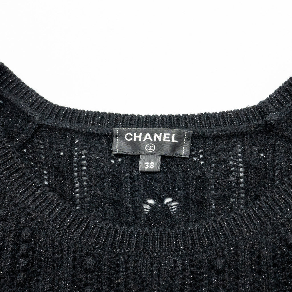 Chanel Size 38 Long-sleeve Dress Cashmere/Metal Polyester Black