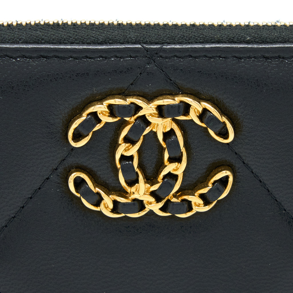 Chanel 19 Zip Wallet Goatskin Black
