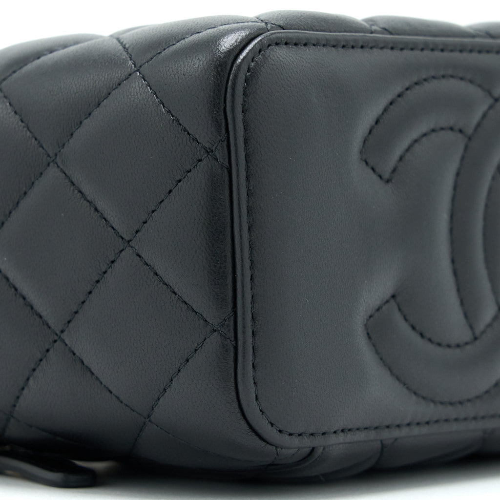 Chanel Leather Chain Top Handle Long Vanity Lambskin Black