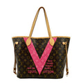 LOUIS VUITTON Neverfull MM V Grenade Monogram Canvas Tote Shoulder Bag Brown