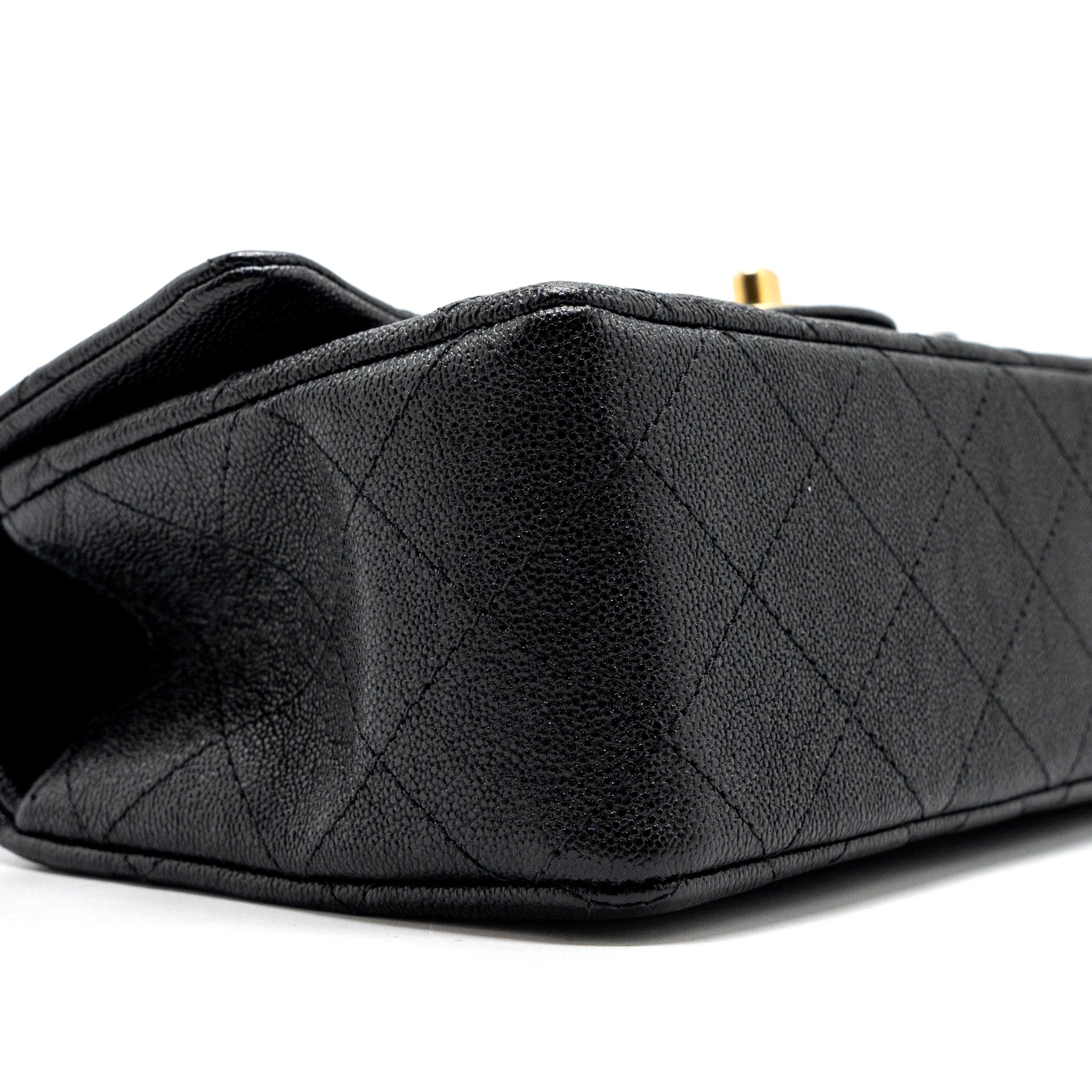 Chanel top handle mini rectangular flap bag caviar black