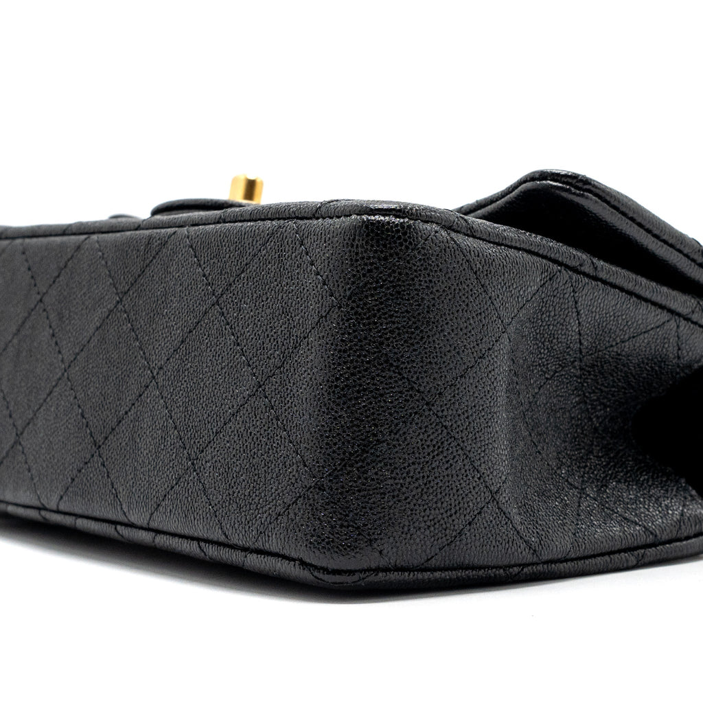 Chanel top handle mini rectangular flap bag caviar black