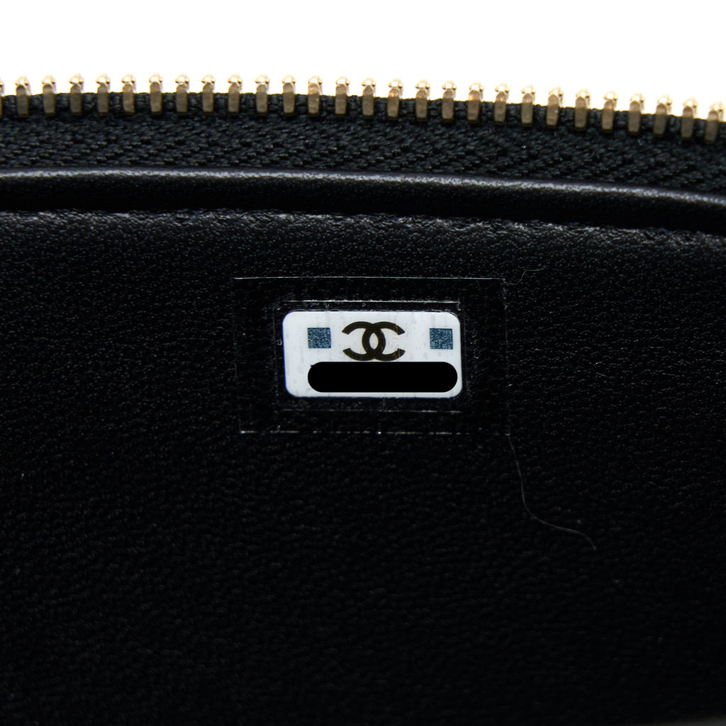 Chanel Leather Chain Top Handle Long Vanity Lambskin Black