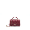 Chanel 22A Top Handle Mini Rectangular Flap Bag Lambskin Burgundy L