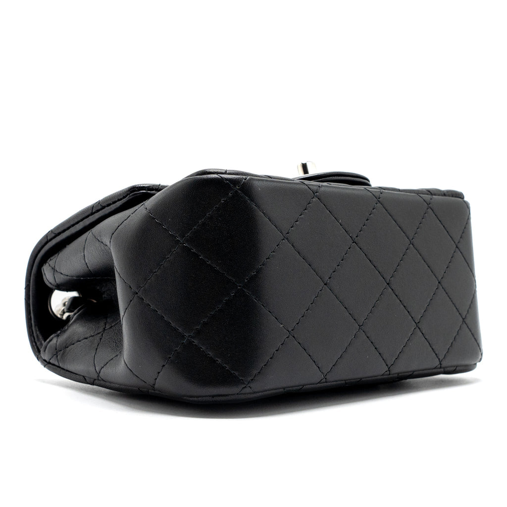 Chanel mini square flap bag lambskin Black  (microchip)