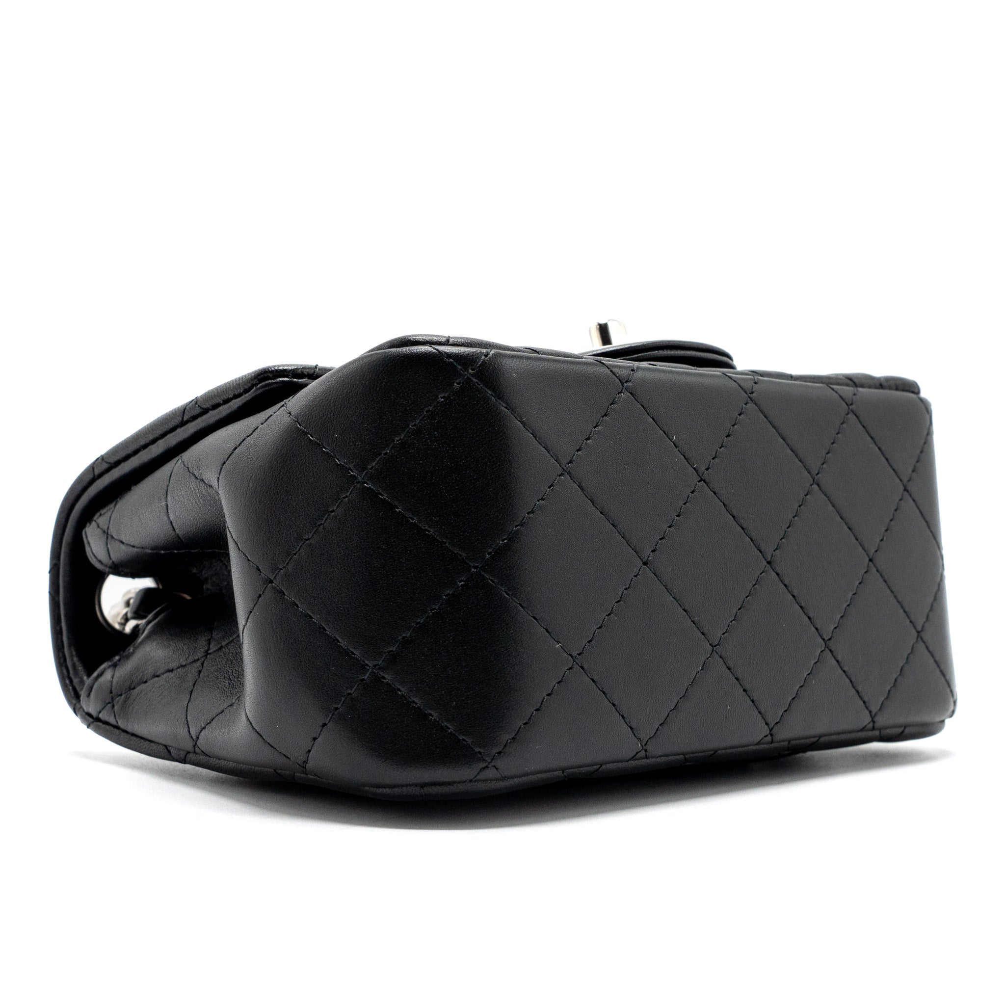 Chanel mini square flap bag lambskin Black  (microchip)