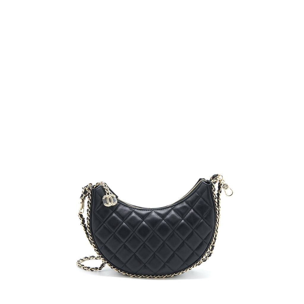 Chanel Small Moon Hobo Bag Lambskin Black L (Microchip)