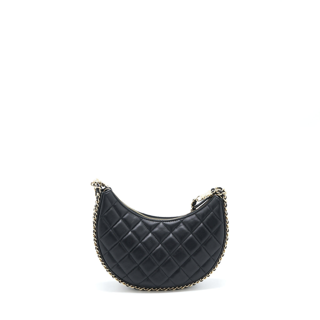 Chanel Small Moon Hobo Bag Lambskin Black L (Microchip)