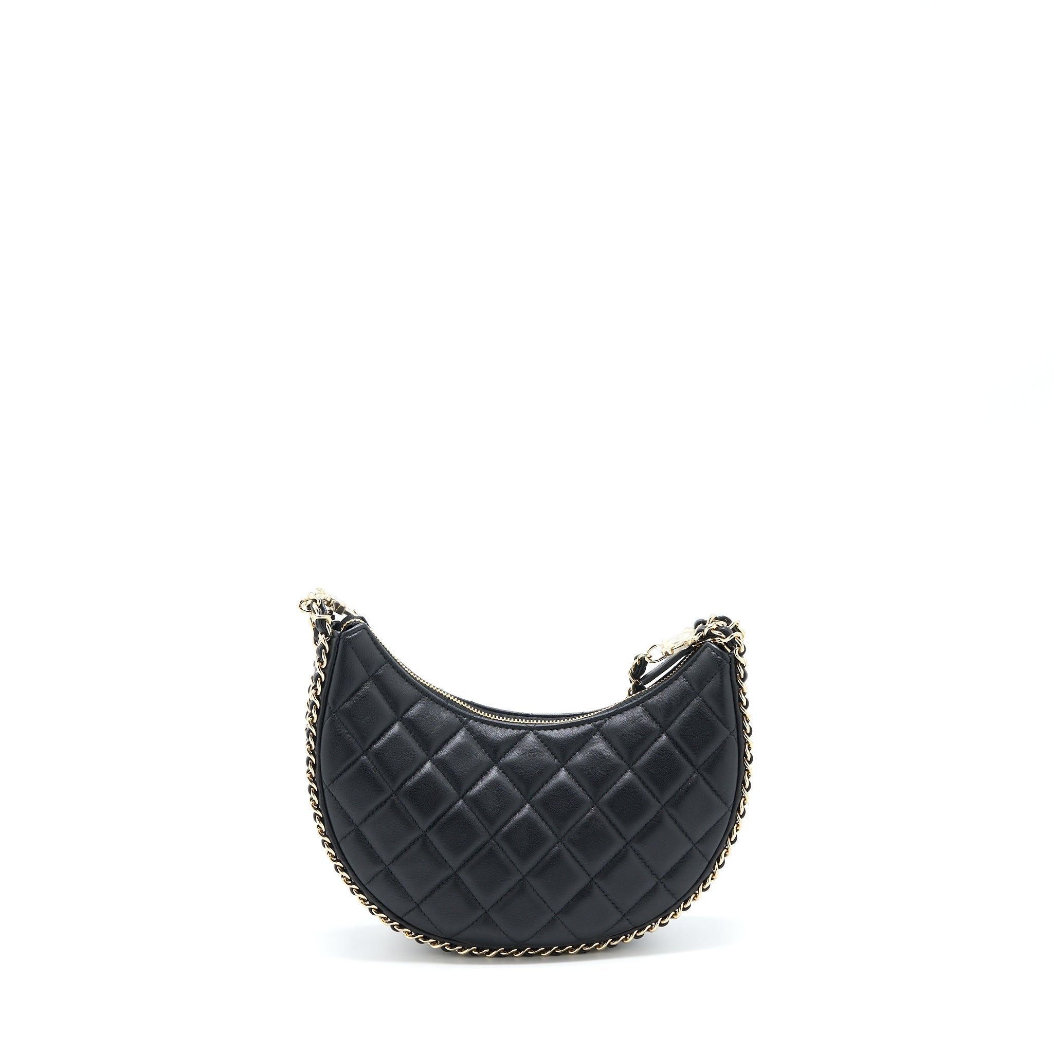 Chanel Small Moon Hobo Bag Lambskin Black L (Microchip)