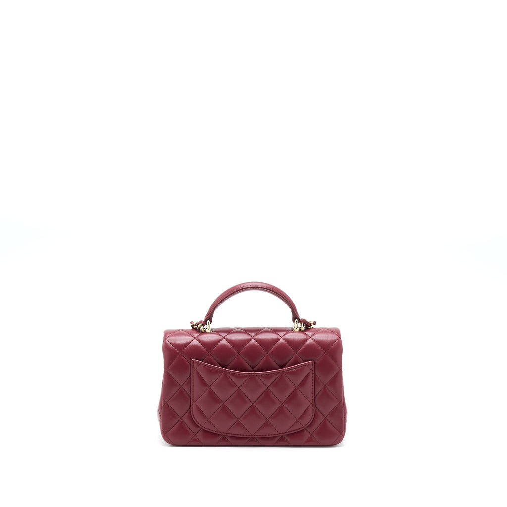 Chanel 22A Top Handle Mini Rectangular Flap Bag Lambskin Burgundy L