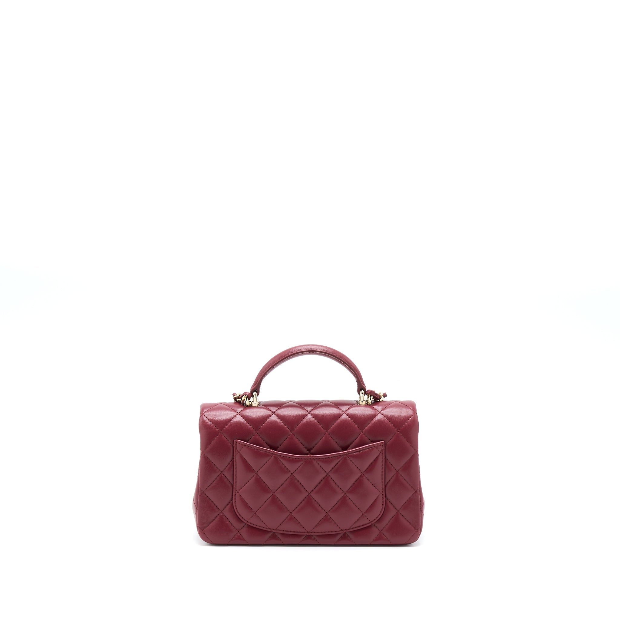 Chanel 22A Top Handle Mini Rectangular Flap Bag Lambskin Burgundy L