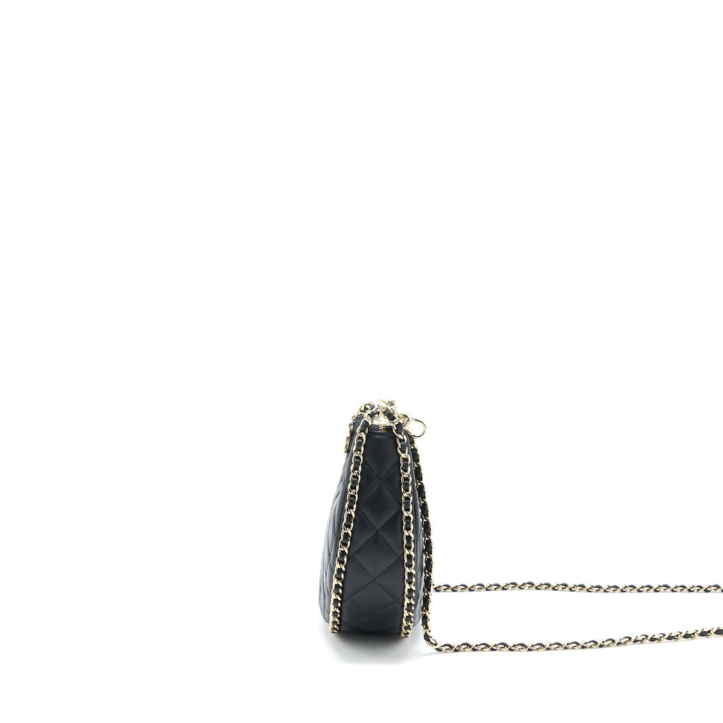 Chanel Small Moon Hobo Bag Lambskin Black L (Microchip)