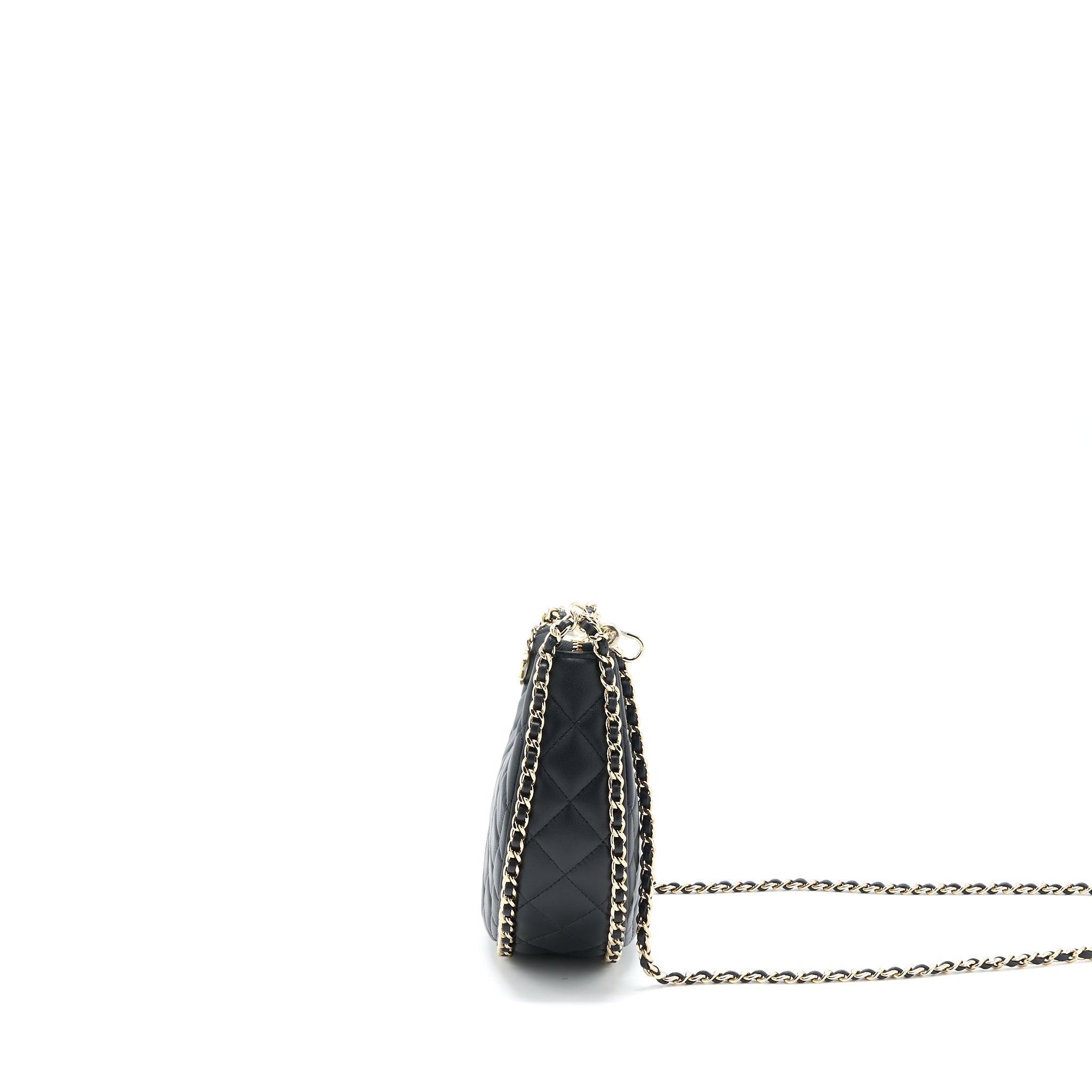 Chanel Small Moon Hobo Bag Lambskin Black L (Microchip)