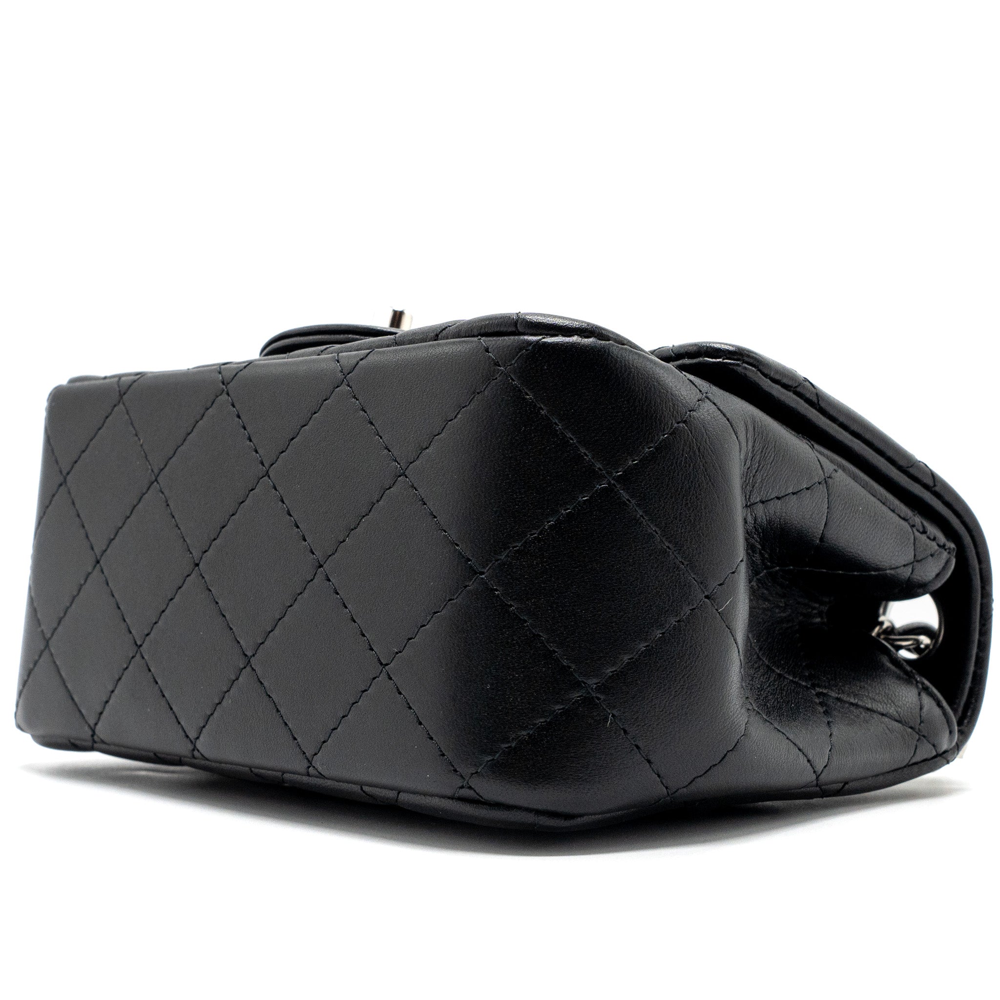 Chanel mini square flap bag lambskin Black  (microchip)