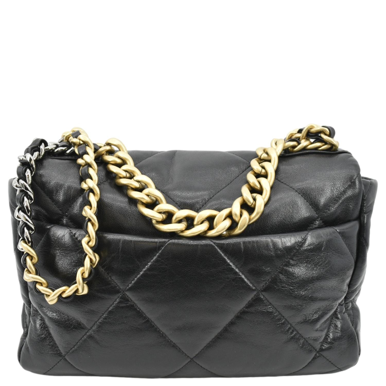 CHANEL 19 Medium Quilted Lambskin Leather Flap Shoulder Bag Black