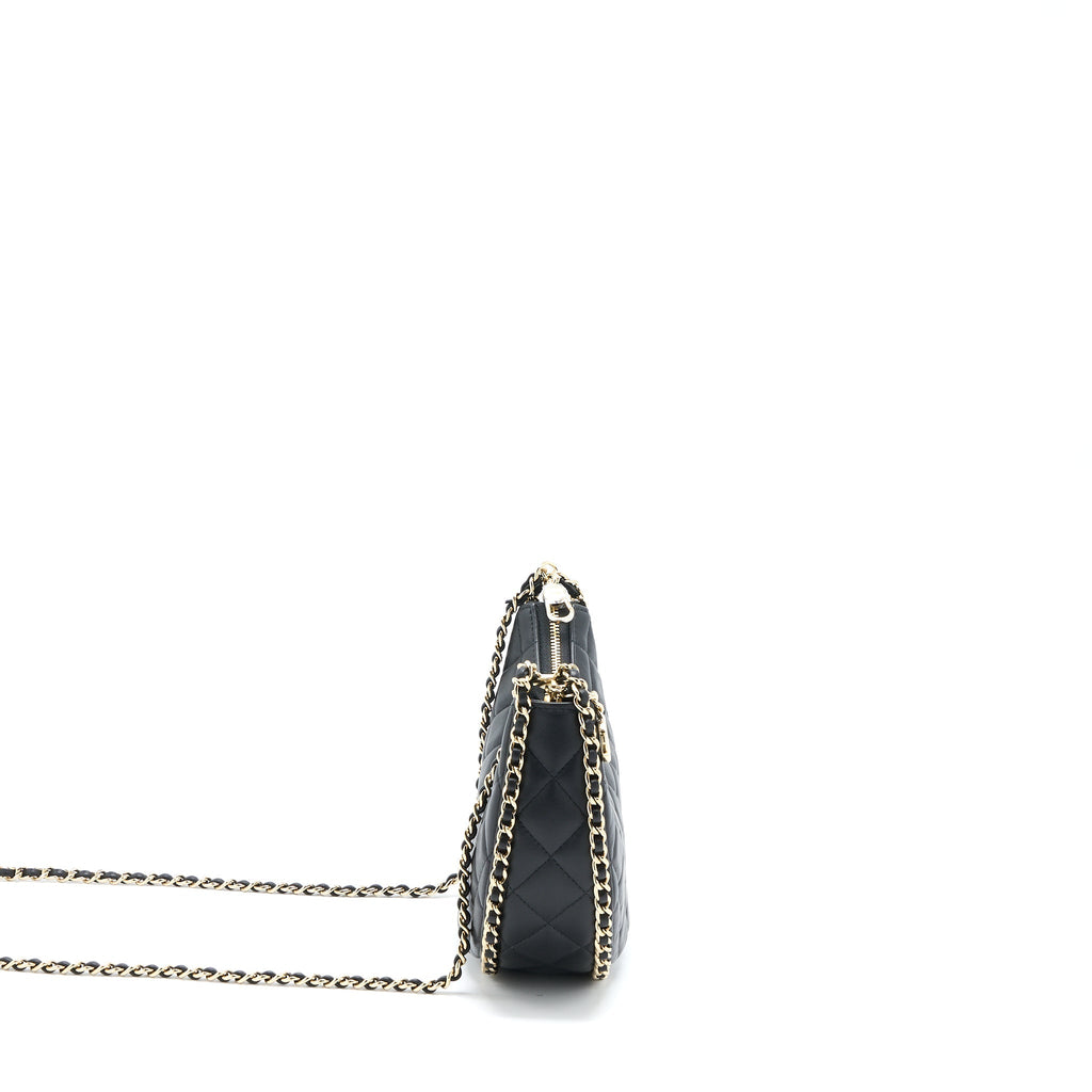 Chanel Small Moon Hobo Bag Lambskin Black L (Microchip)