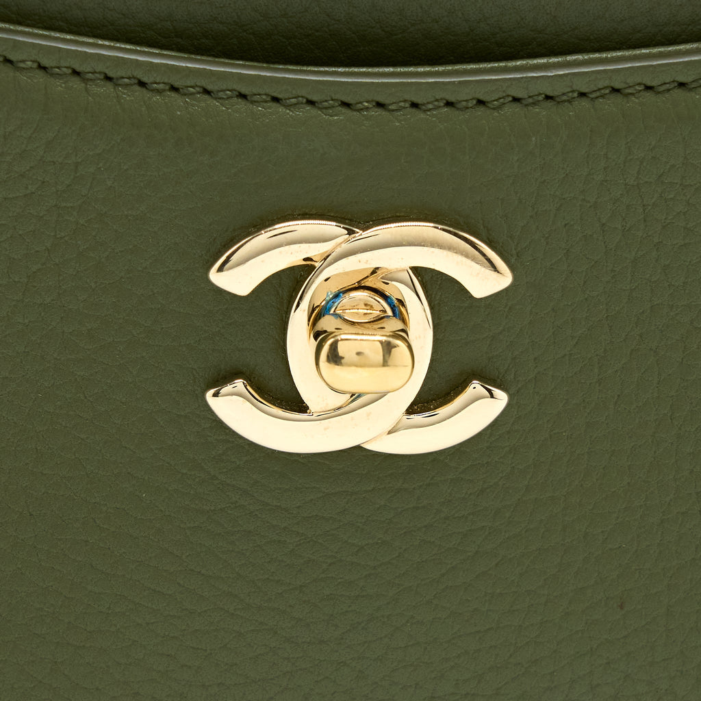 Chanel Small Top Handle Tote Calfskin Green L