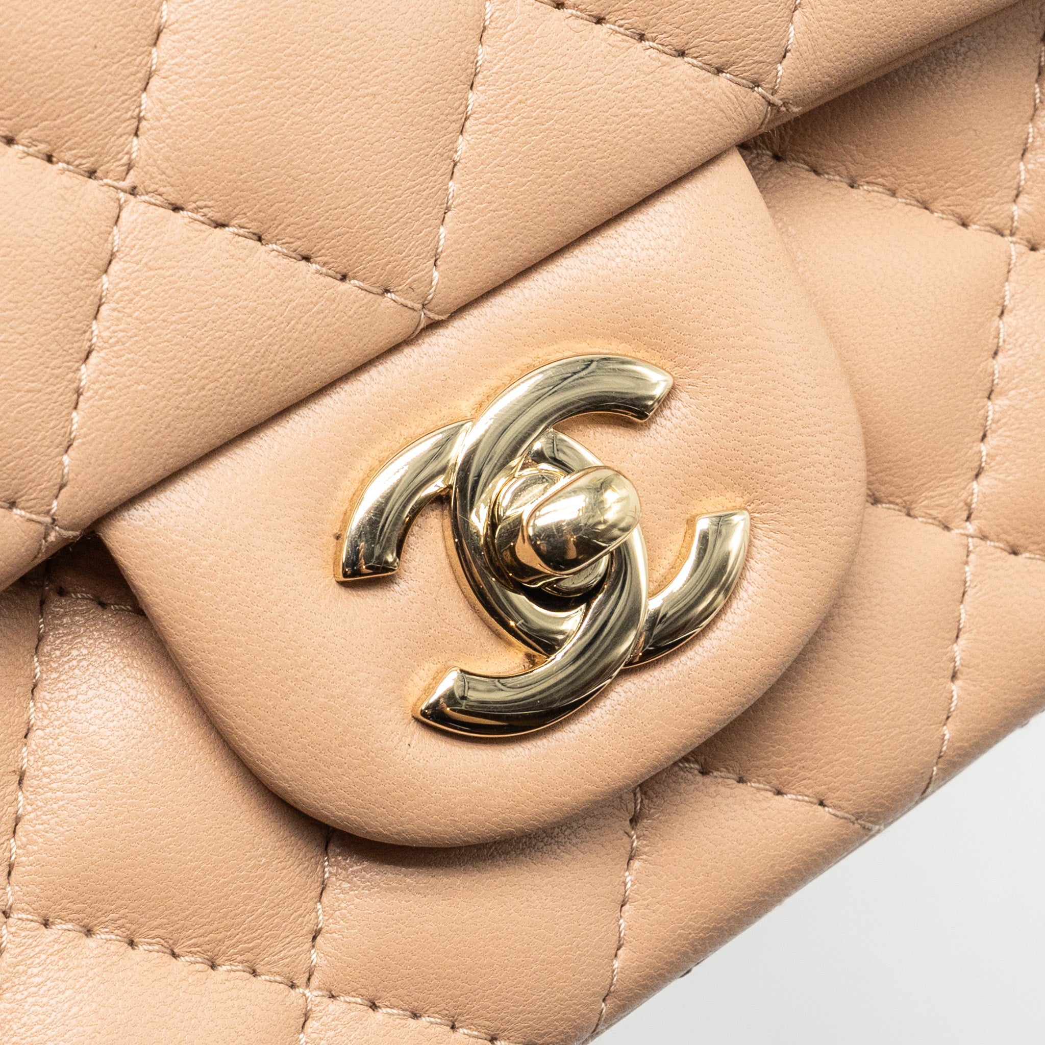 Chanel Mini Rectangular Flap Bag Lambskin Light Beige L (microchip)