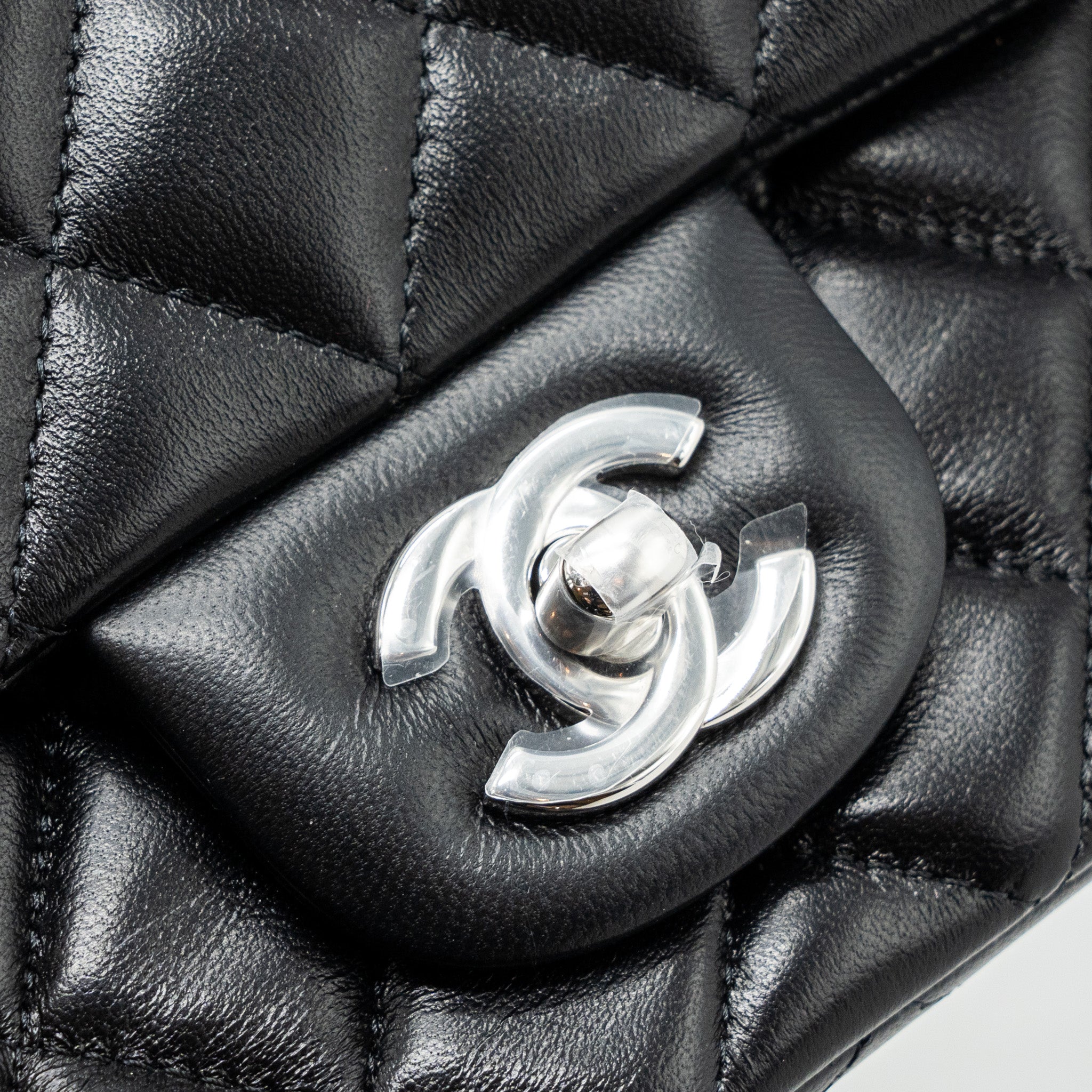Chanel classic mini rectangular flap bag lambskin black  (microchip)