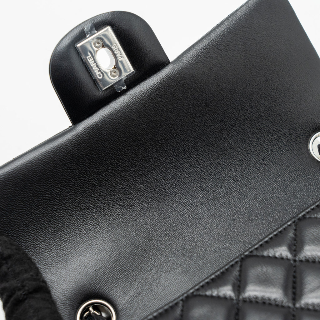 Chanel classic mini rectangular flap bag lambskin black  (microchip)