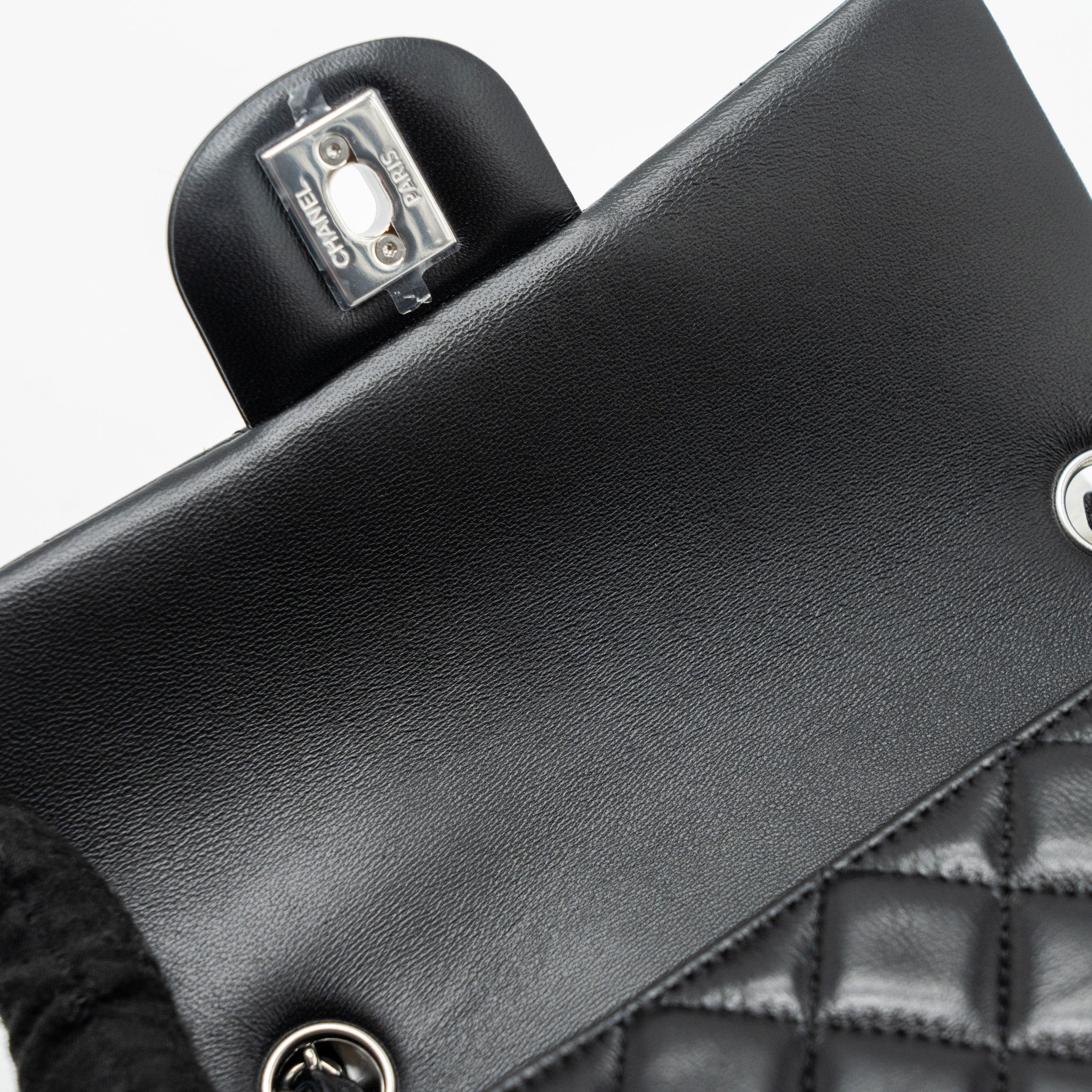 Chanel classic mini rectangular flap bag lambskin black  (microchip)