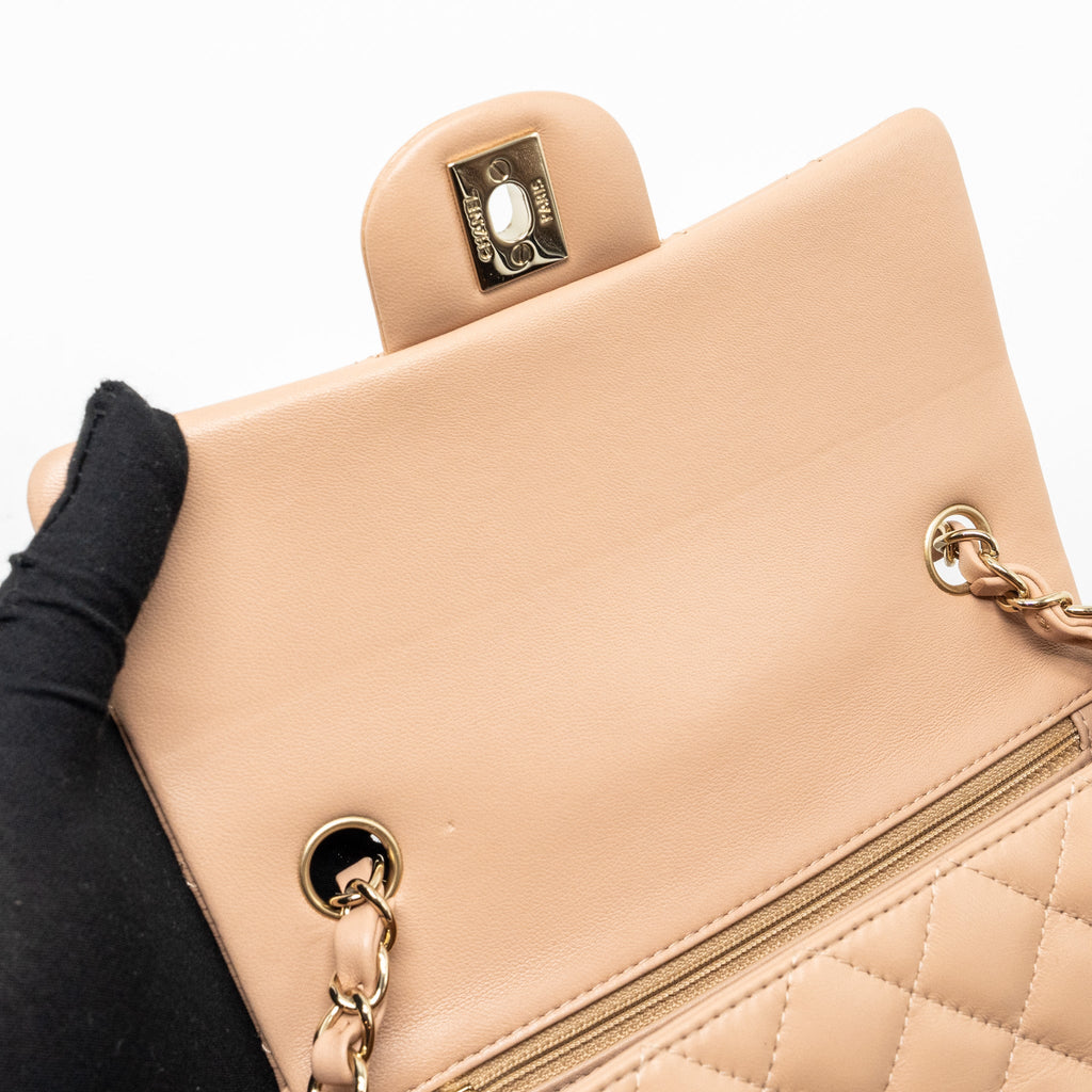 Chanel Mini Rectangular Flap Bag Lambskin Light Beige L (microchip)