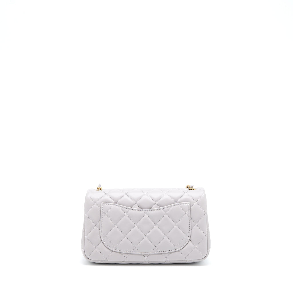 Chanel Pearl Crush Mini Rectangular Lambskin Grey Brushed  (Microchip)