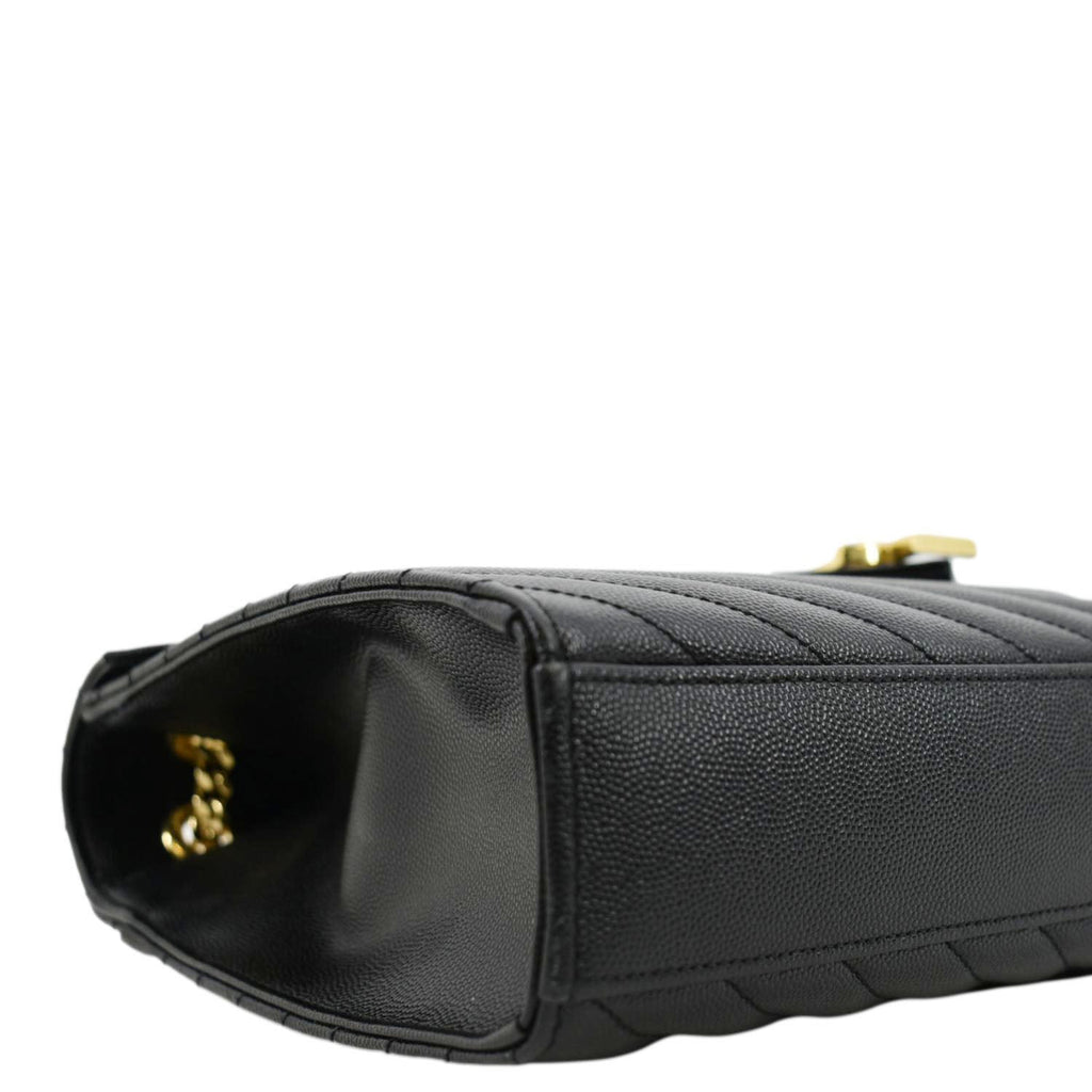 YVES SAINT LAURENT Large Envelope Flap Matelasse Leather Shoulder Bag Black