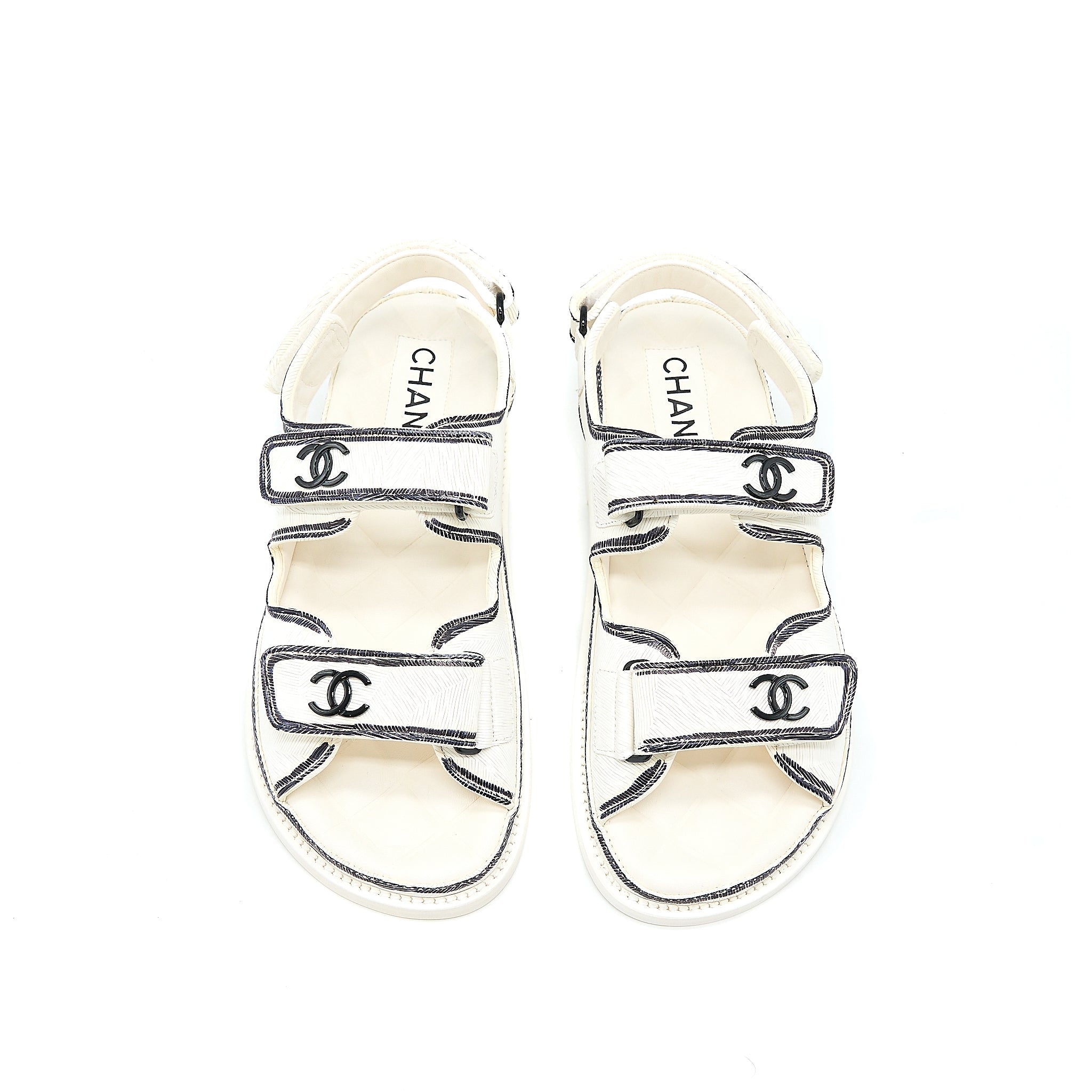 Chanel Size 37 Dad Sandals Black/White