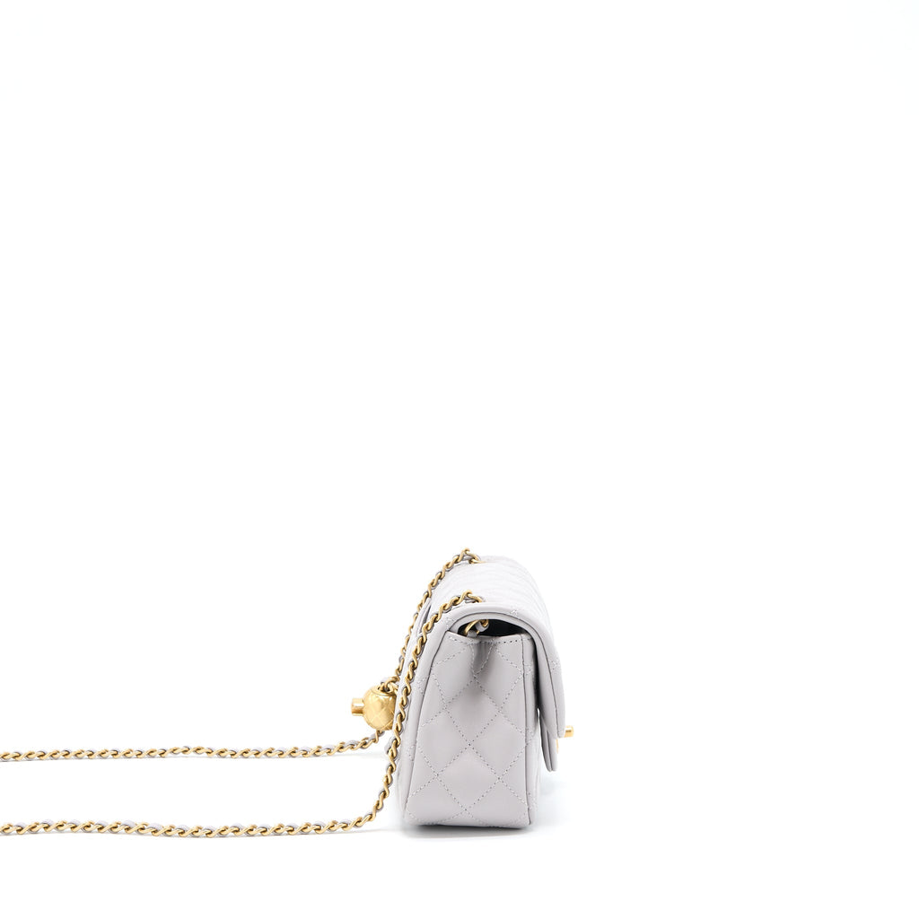 Chanel Pearl Crush Mini Rectangular Lambskin Grey Brushed  (Microchip)