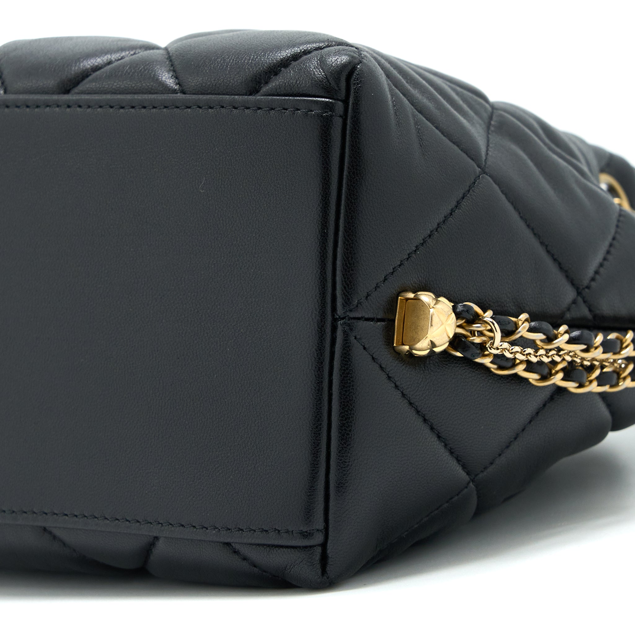 Chanel Drawstring Bucket Bag Lambskin Black  (Microchip)