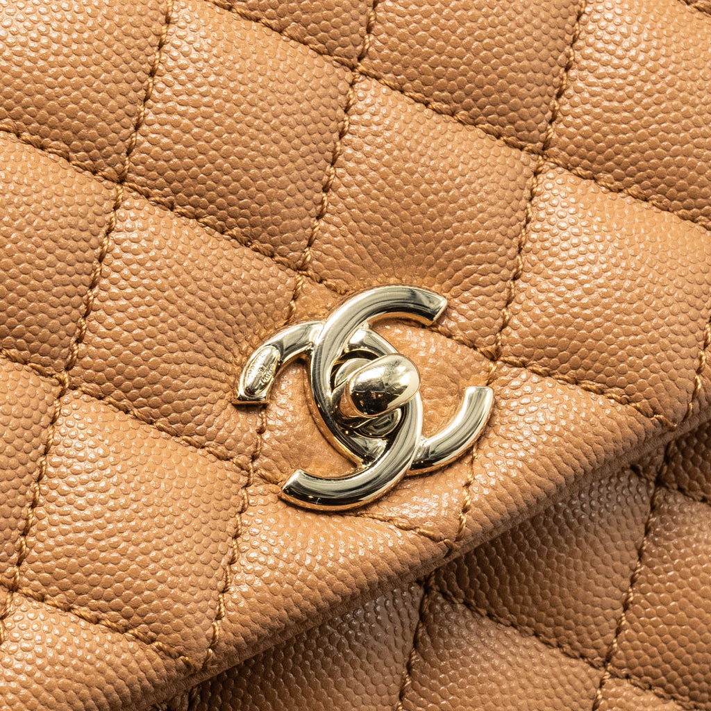 Chanel 21P Small Coco Handle Caviar Caramel L