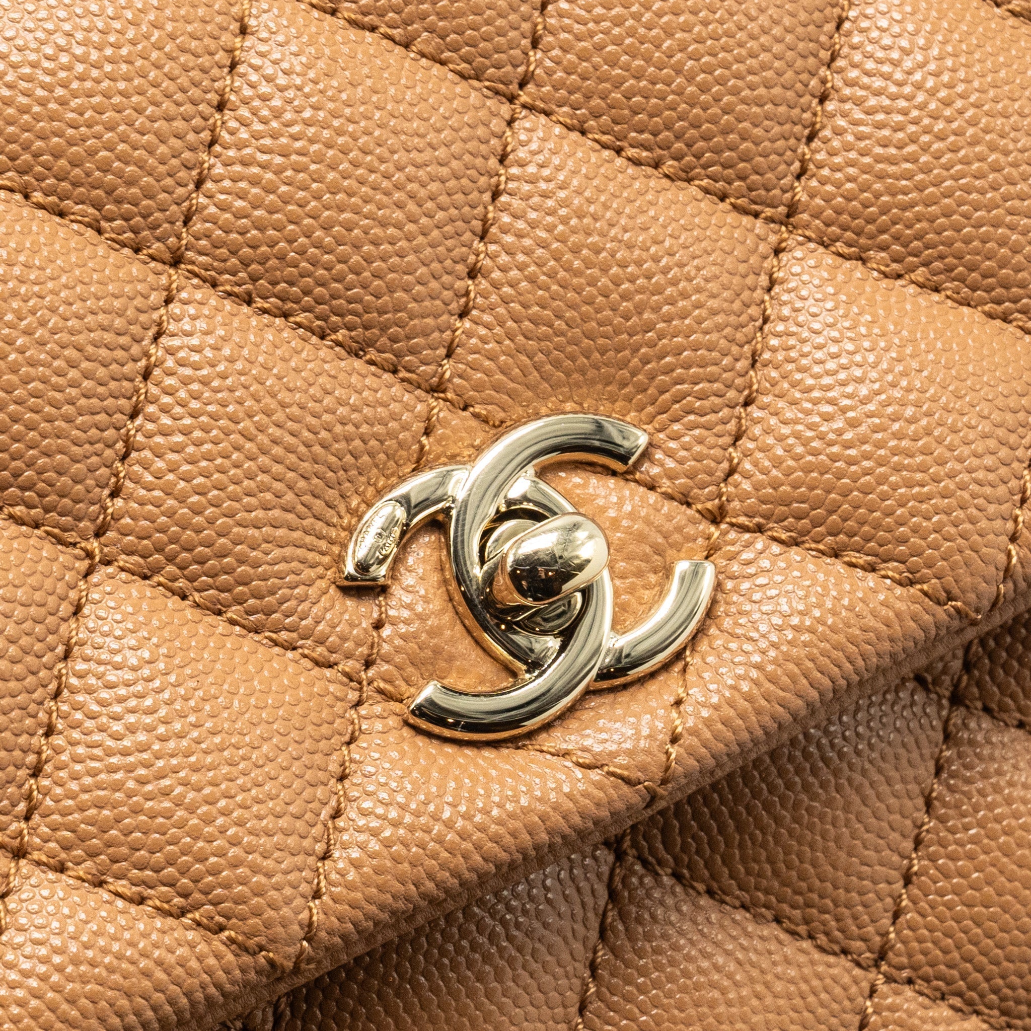 Chanel 21P Small Coco Handle Caviar Caramel L