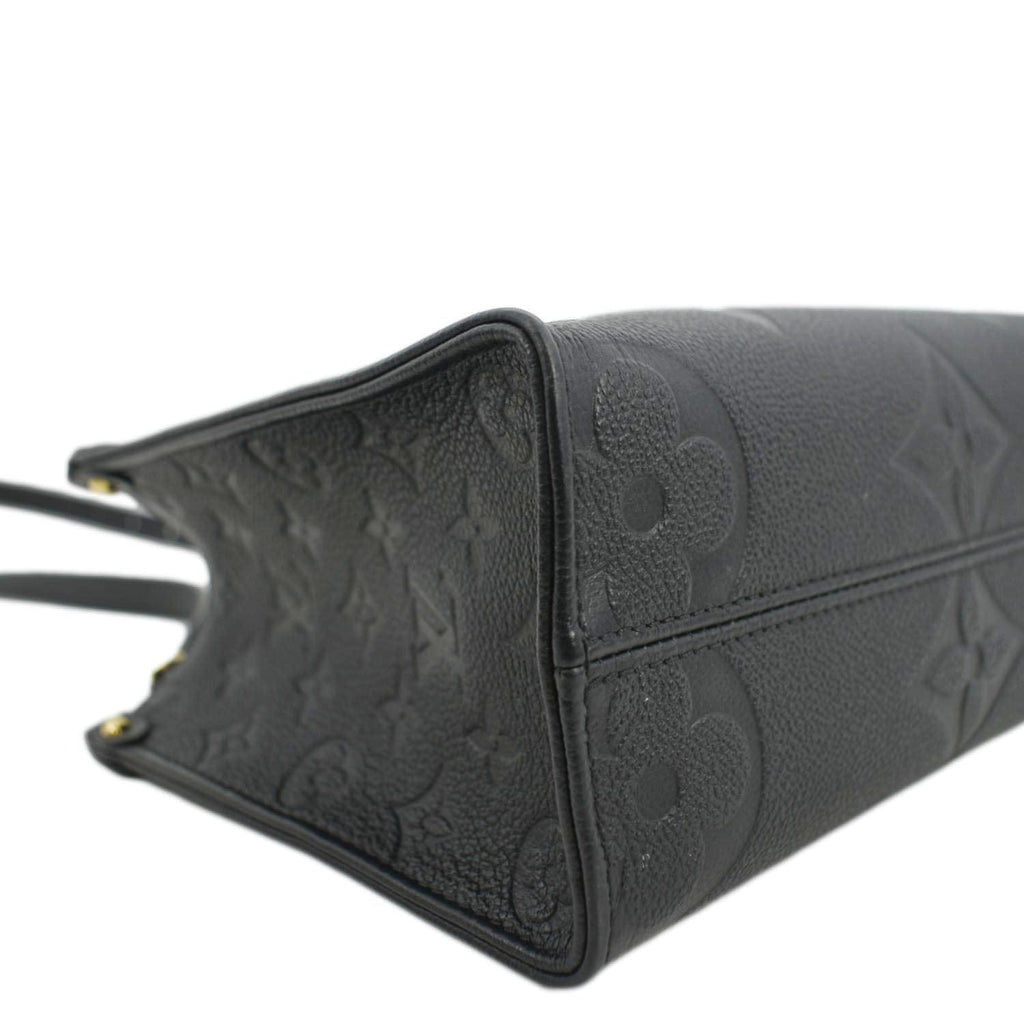 LOUIS VUITTON Onthego PM Monogram Empreinte Tote Shoulder Bag Black