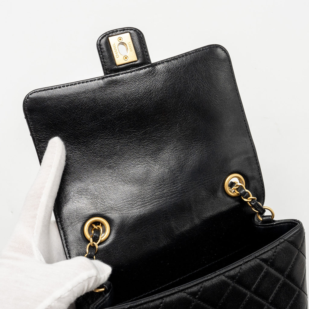 Chanel Retro Classic New Square Large Flap Bag Goatskin Black  (Microchip)