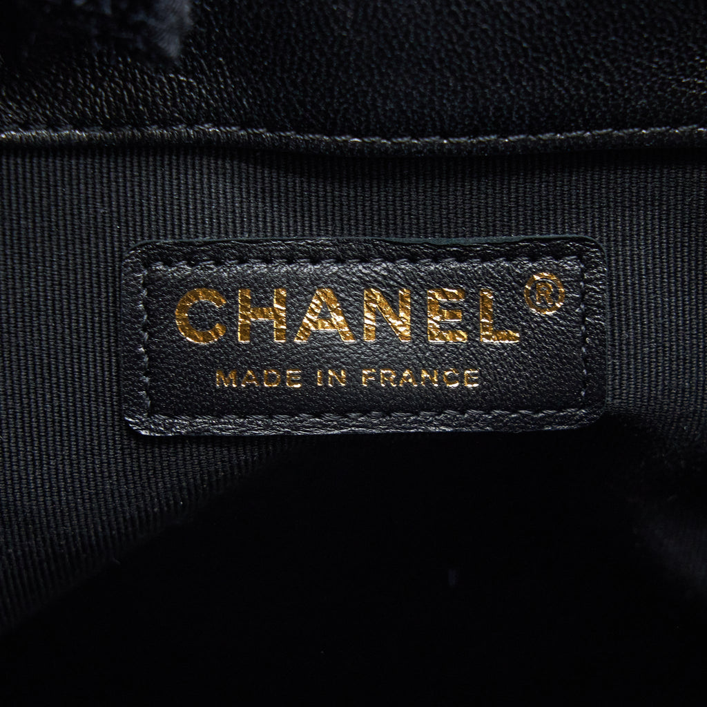 Chanel Drawstring Bucket Bag Lambskin Black  (Microchip)