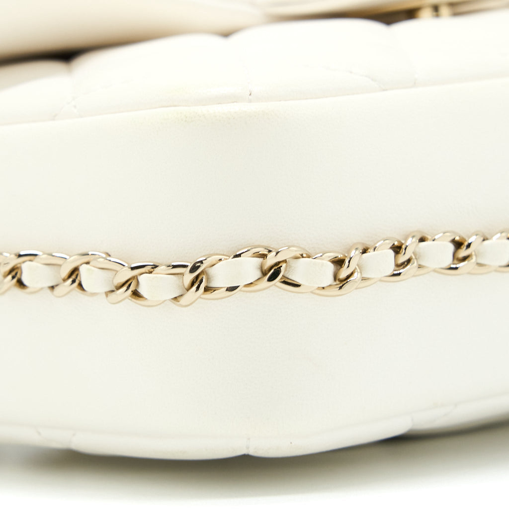 Chanel Small Pearl Logo Chain Bag Lambskin White L