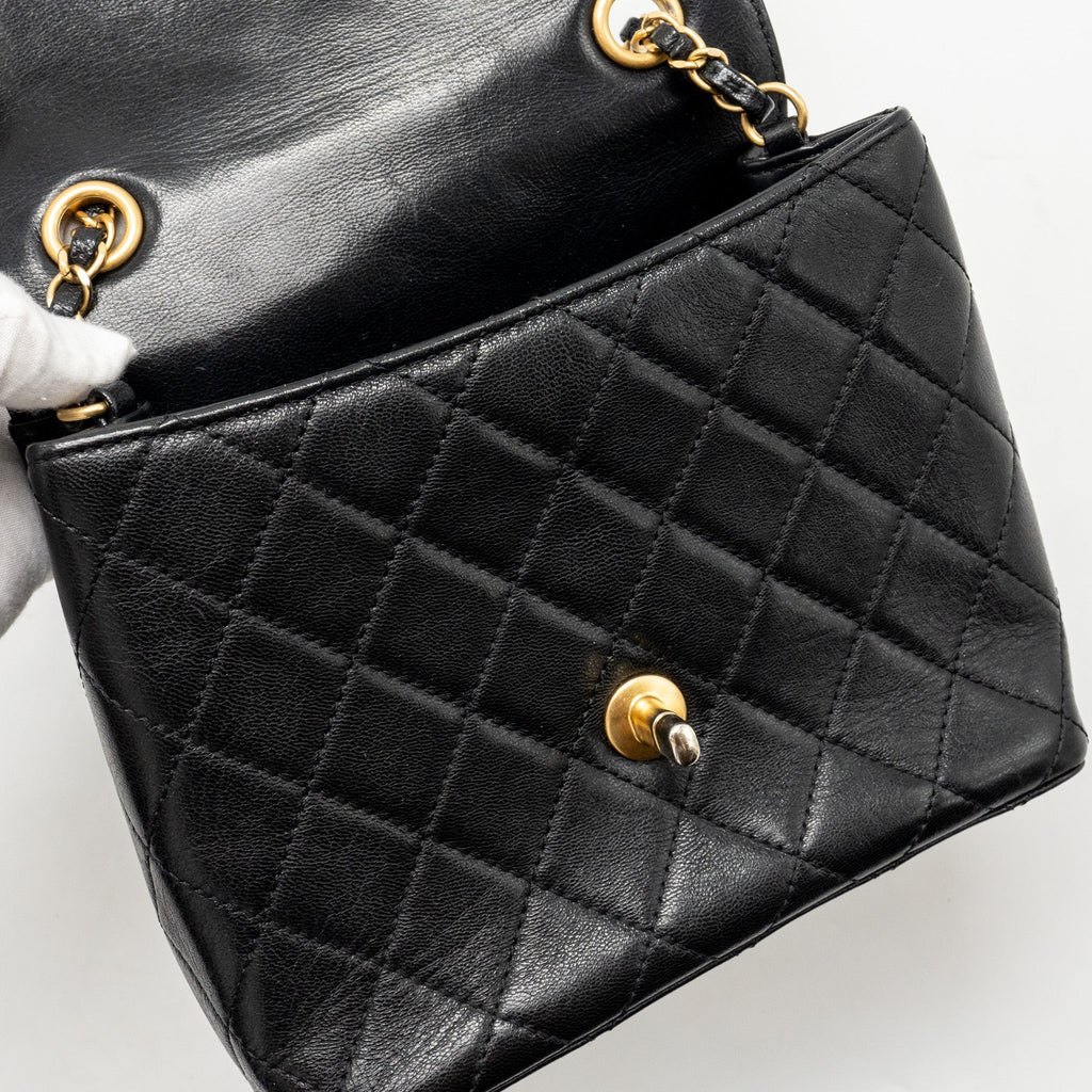 Chanel Retro Classic New Square Large Flap Bag Goatskin Black  (Microchip)