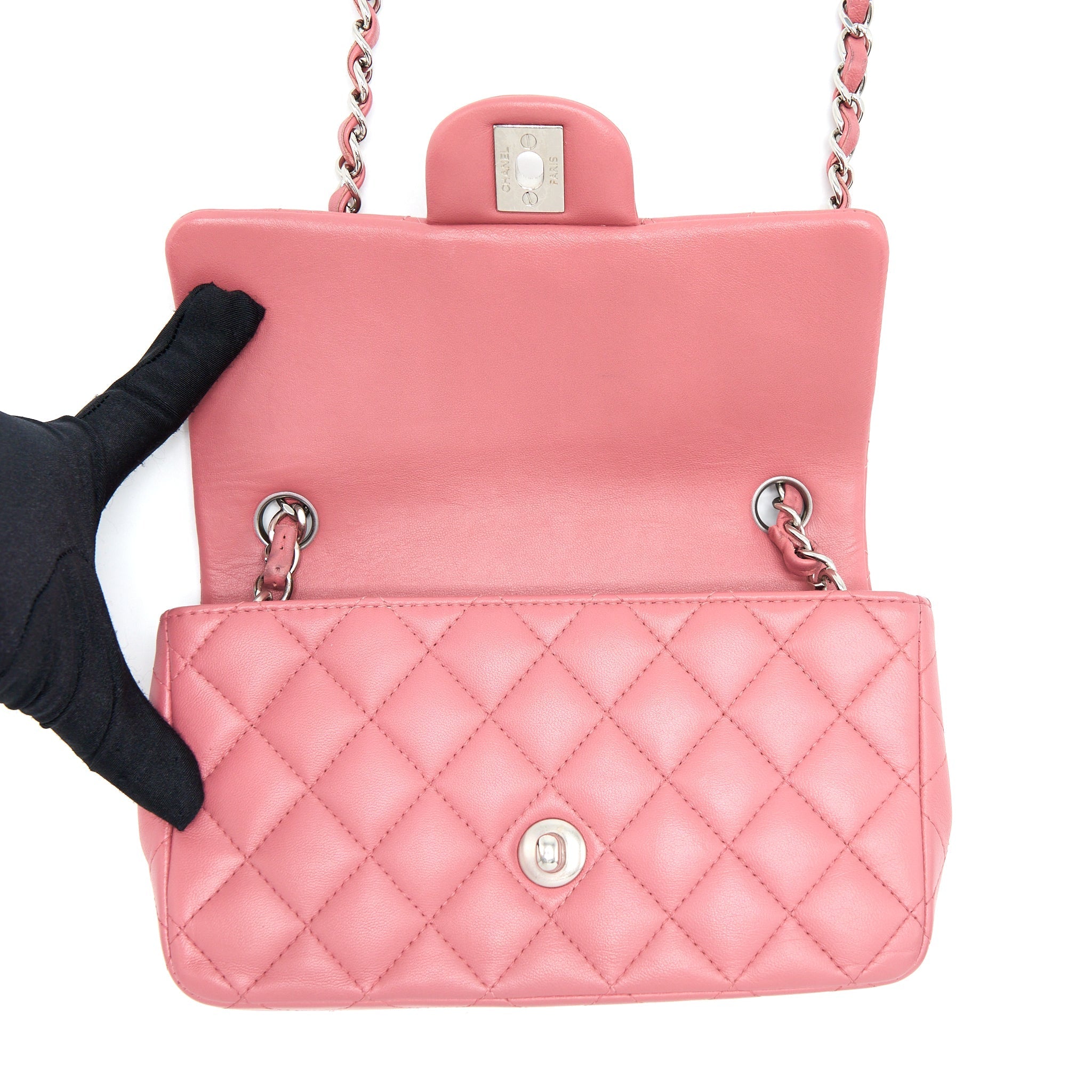 Chanel Mini Rectangular Flap Bag Lambskin Pink