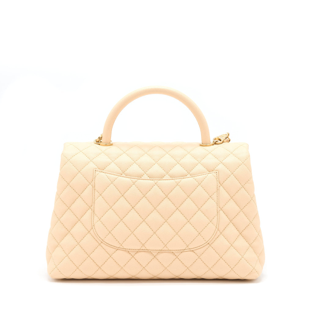 Chanel Coco Top Handle Flap Bag Caviar Beige
