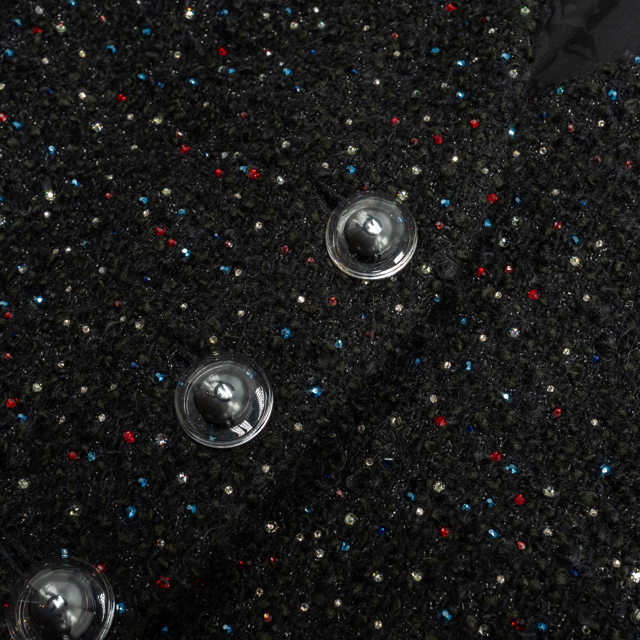 Chanel Size 38 Shining Crystal Tweed Dress Coat Wool/Acrylic Black/Multicolour