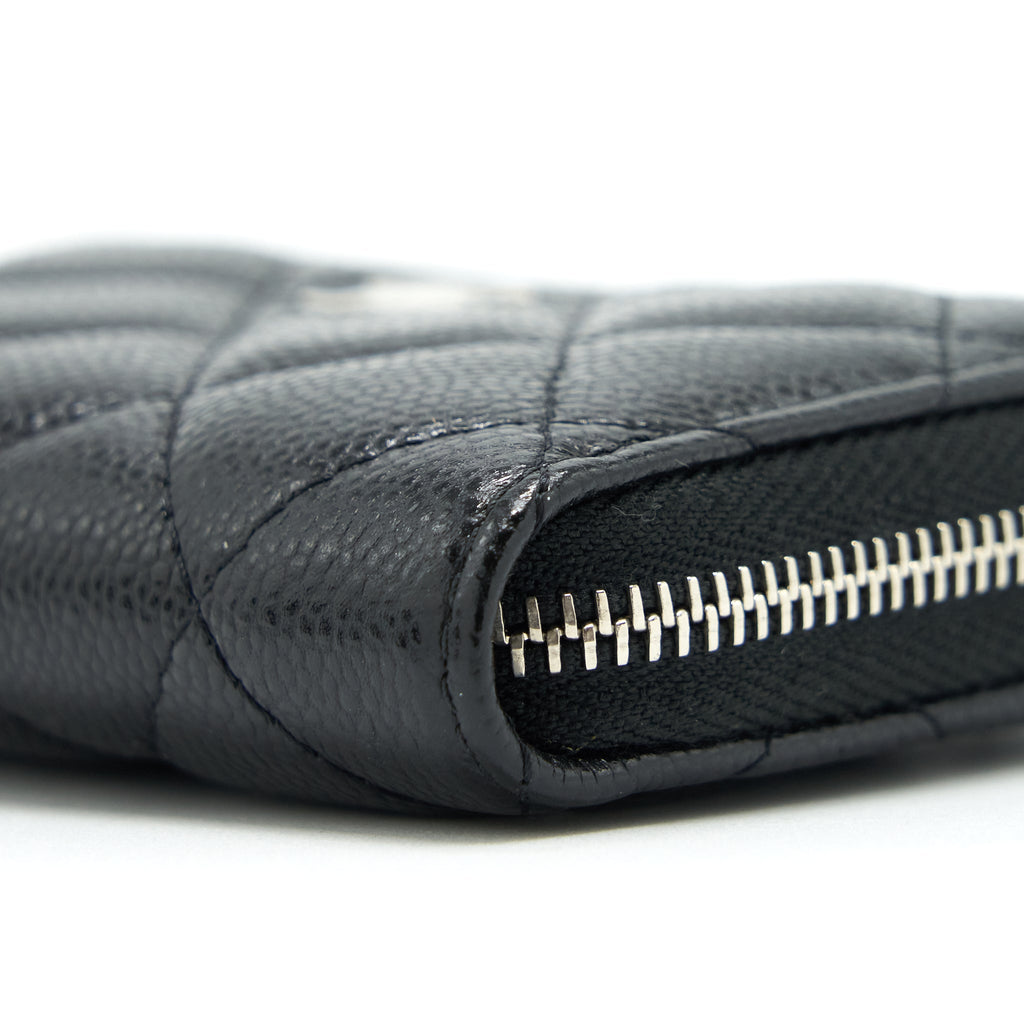 Chanel Mini Zippy Card Holder With Chain Caviar Black