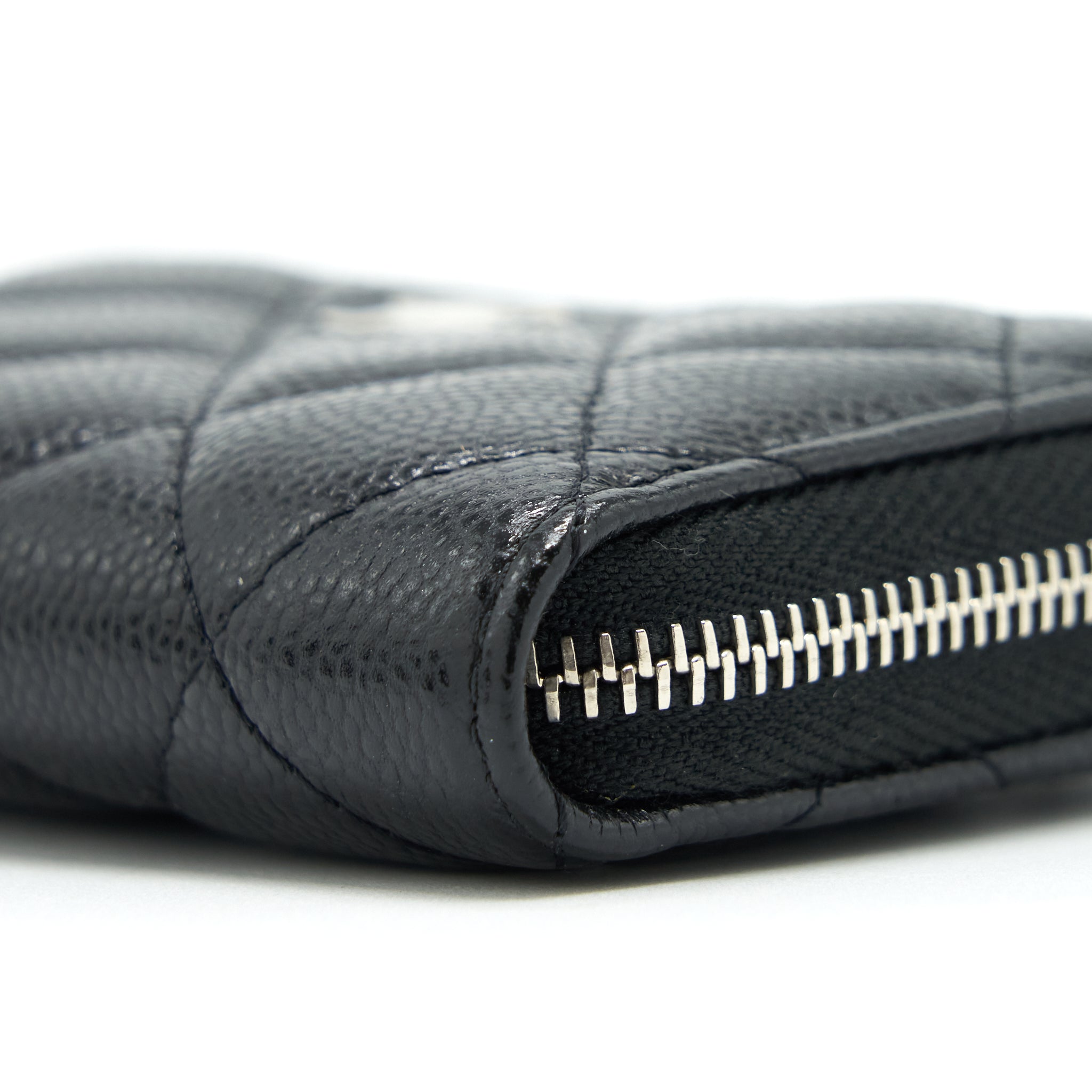 Chanel Mini Zippy Card Holder With Chain Caviar Black