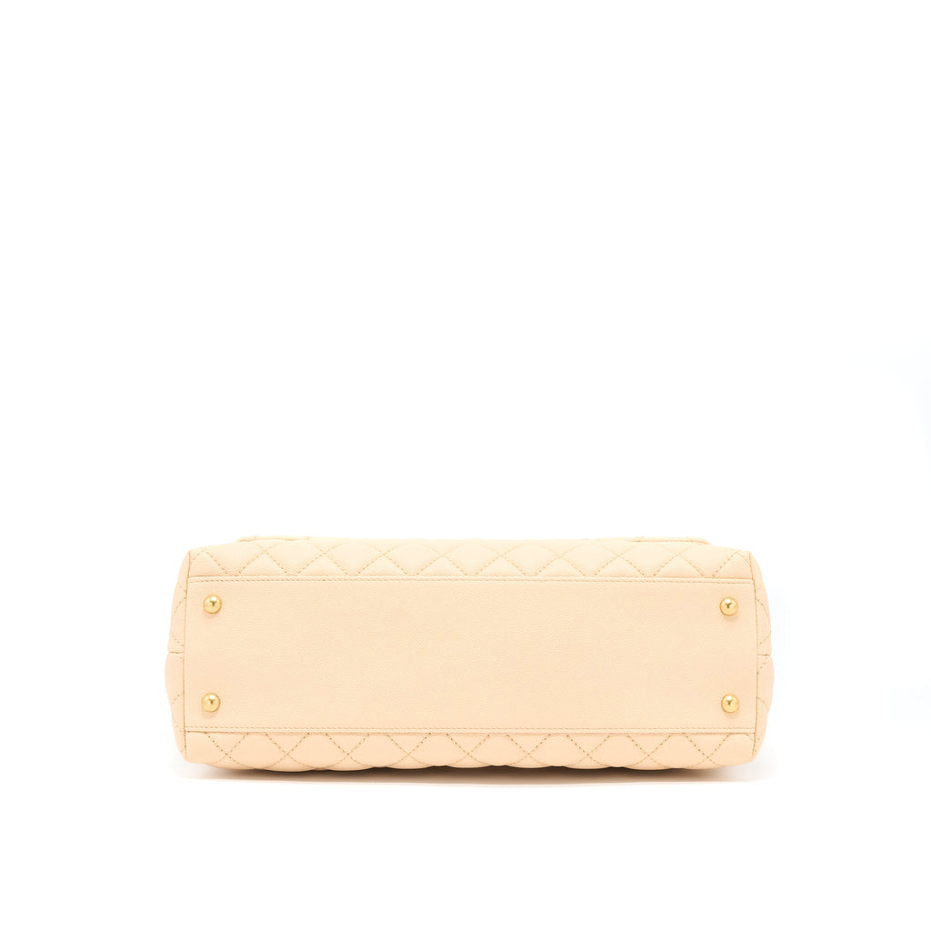 Chanel Coco Top Handle Flap Bag Caviar Beige