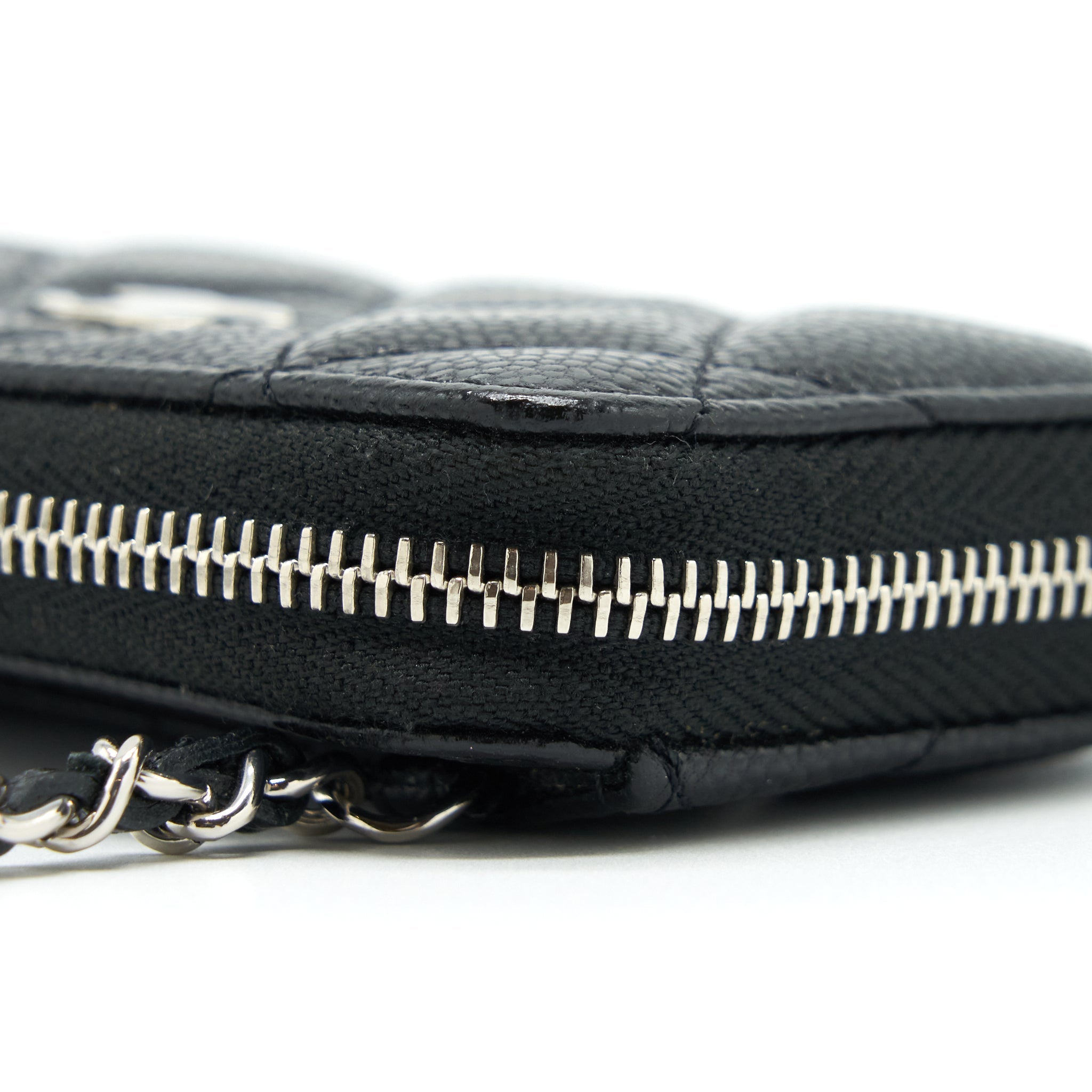 Chanel Mini Zippy Card Holder With Chain Caviar Black