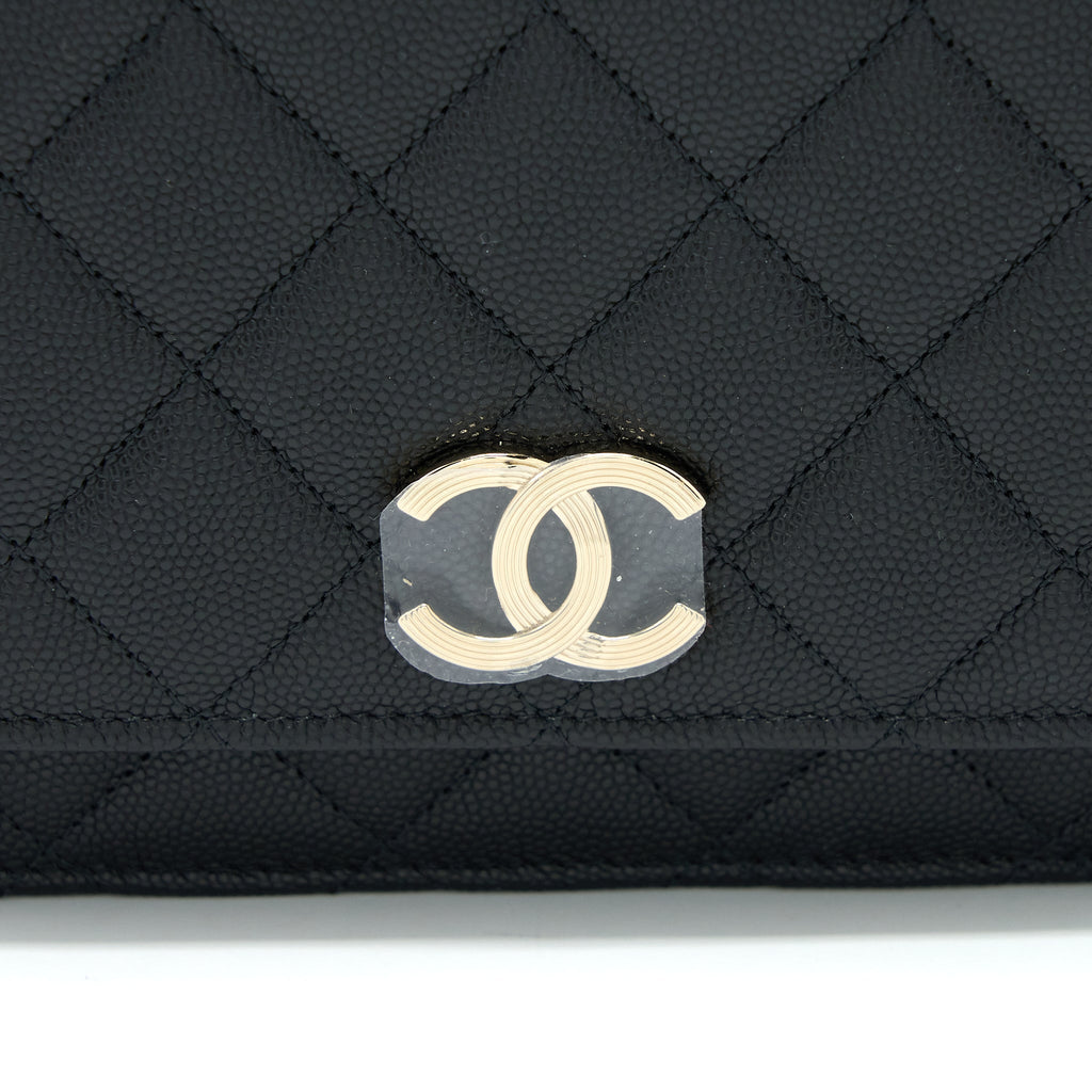 Chanel 23C Giant CC Logo Wallet on Chain Caviar Black L (Microchip)