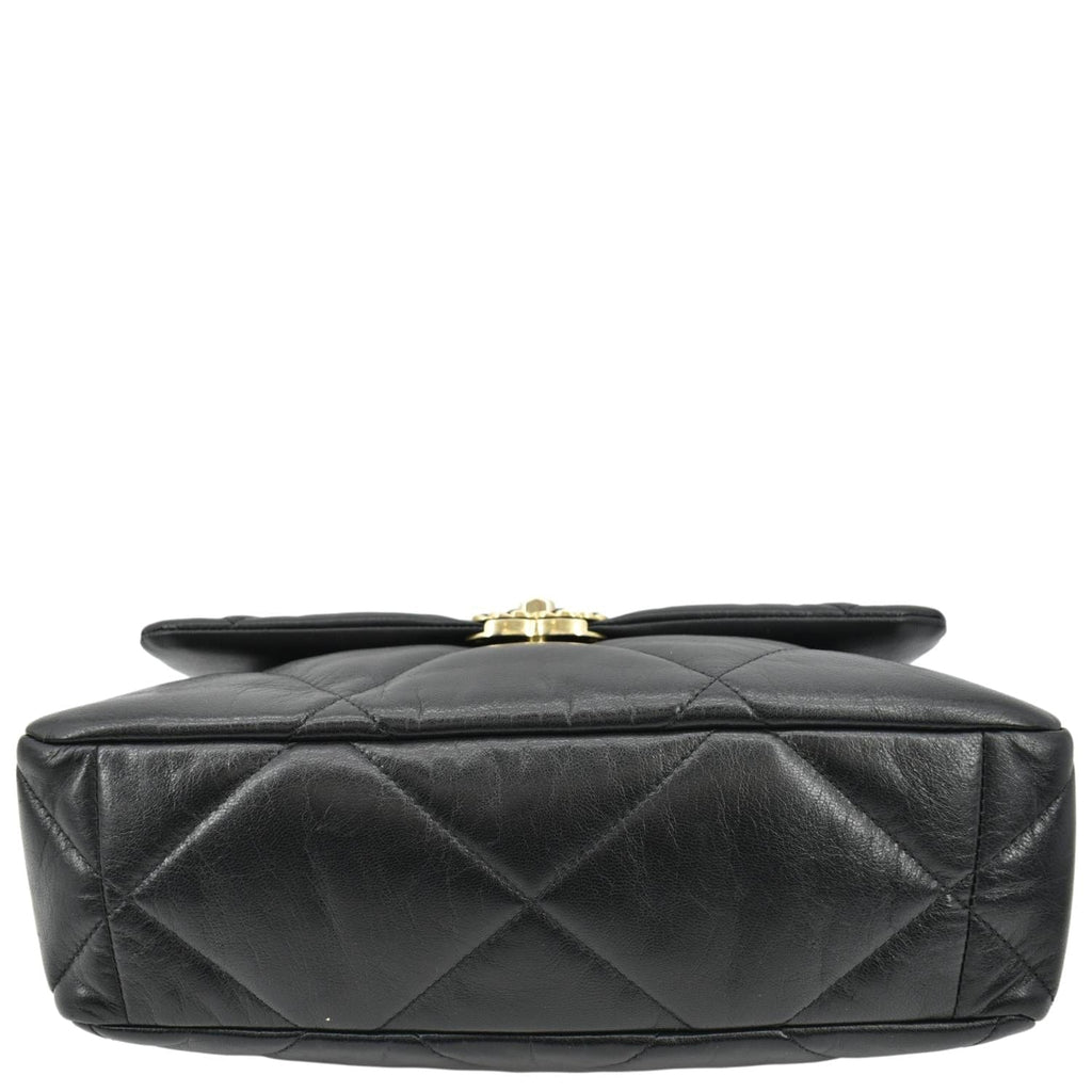 CHANEL 19 Medium Quilted Lambskin Leather Flap Shoulder Bag Black