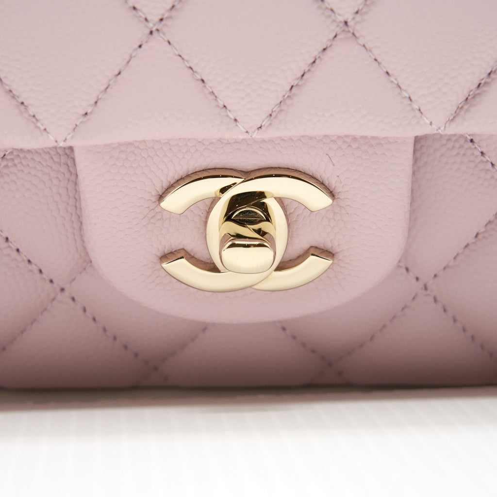 Chanel Medium Classic Double Flap Bag 21S Caviar Light Pink L