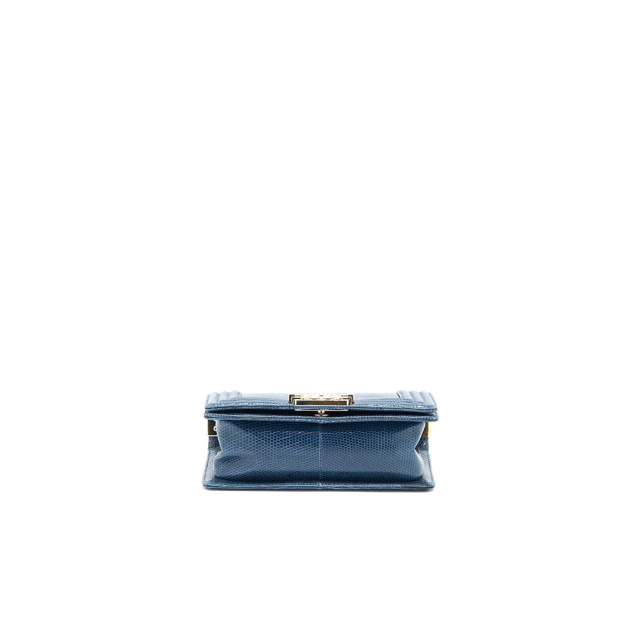 Chanel Small Boy Bag Lizard Dark Blue L